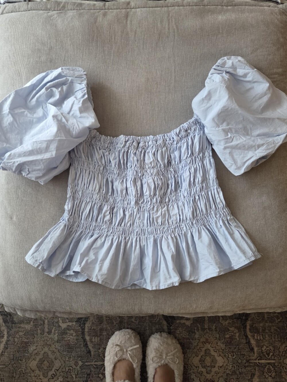 ASRT 100% Cotton Puff Shirred Sleeve Top